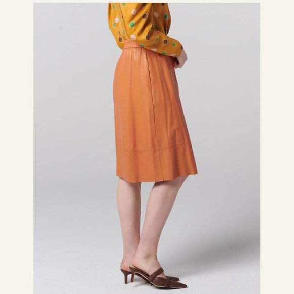 ELLIE MAE Lucia Leather Skirt, mango, sz M - Picture 2 of 12